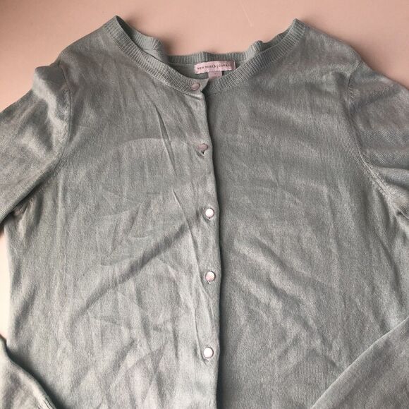 New York & Company Womens Knit Sweater Blue Cardigan Buttons Medium - Picture 9 of 16